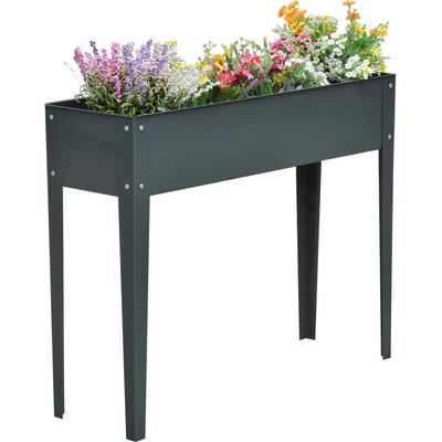 Outsunny Vyvýšený záhon Outsunny bylinkový záhon truhlík se 3 drenážními otvory truhlík na květiny s nožičkami kov 100 x 30 x 80 cm