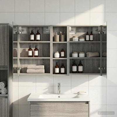 vidaXL Комплект шкафове за баня с рафт 3 pcs 100 x 10, 5 x 60, 5 см (3403701)