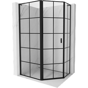 Mexen Mist L петоъгълен асиметричен душ кабина с лява врата 90 x 80 см, черна (8A8L-090-080-70-77-L)