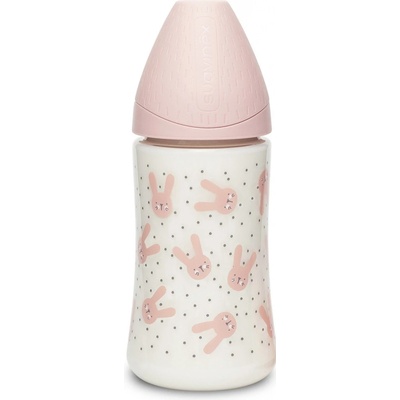 Suavinéx fľaša premium silikon pruhy ružová 270ml