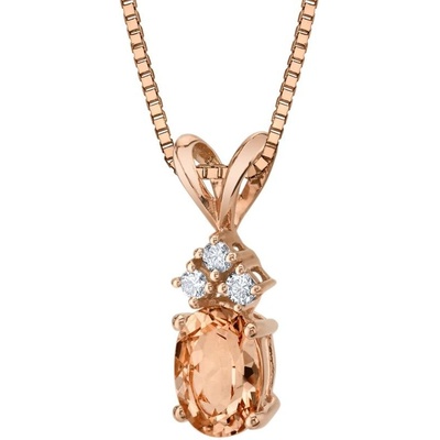 Eppi Zlatý prívesok s oválnym morganitom a diamantmi Tamasyna P34597