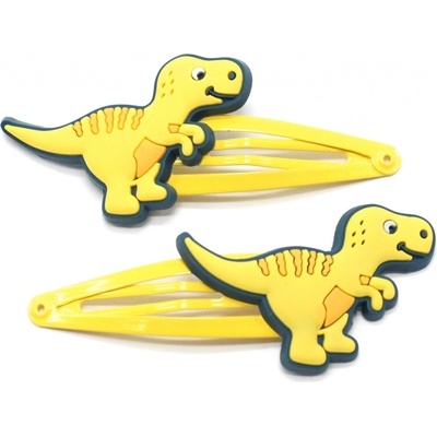 Dětské sponky s dinosaury 2 ks žlutá