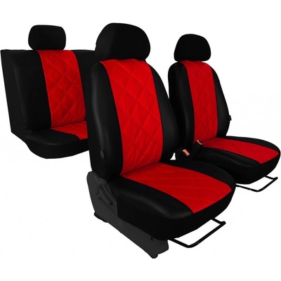 Autopotah Automega Škoda Rapid kožené Embossy dělené zadní opěr. bez zadní loket. opěrky červené