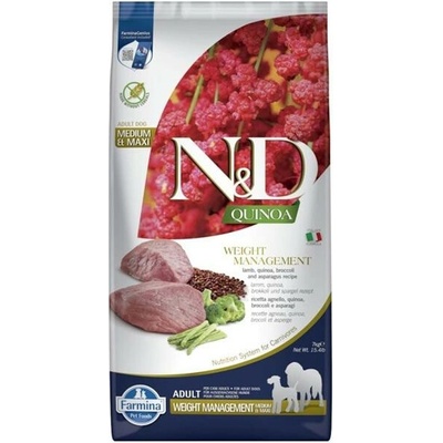 N&D Quinoa Dog adult velké a střední Weight Management Grain Free Lamb & Broccoli 7 kg
