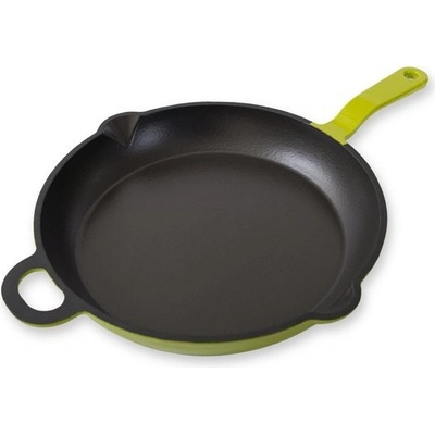 Český smalt GOURMETINA Litinová smaltovaná pánev MAGDALENA Trávníkově zelená/black edition 28 cm