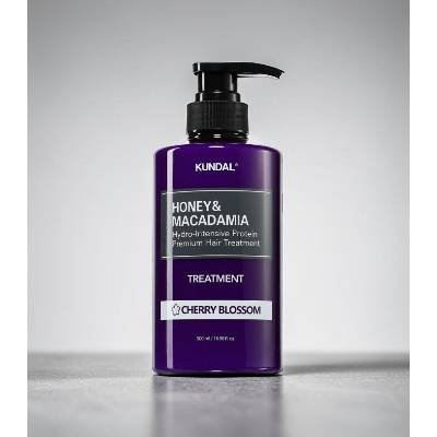 KUNDAL Honey & Macadamia Treatment kůra na vlasy Cherry Blossom 500 ml