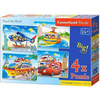 Image 1 of Castorland - Puzzle 4v1 Travel the World - 1 - 39 piese