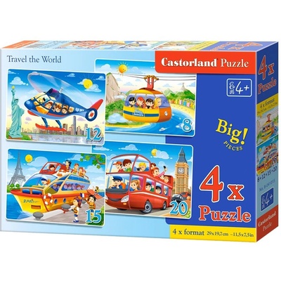 Castorland - Puzzle 4v1 Travel the World - 1 - 39 piese