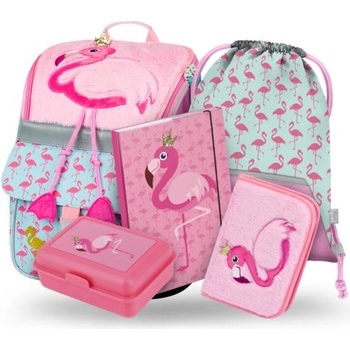 Baagl SET 5 Zippy Фламинго: раница, несесер, торба, кутия за обяд, папки