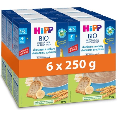 HiPP Bio mliečna Dobrú noc s banánom a suchármi 4 x 450 g