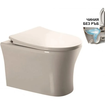 Inter Ceramic Конзолна тоалетна чиния ICC 3635W NEW, седалка и капак, порцелан, бял, 49x37x37см (3635W NEW)