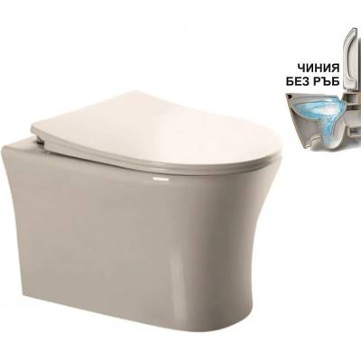 Inter Ceramic Конзолна тоалетна чиния ICC 3635W NEW, седалка и капак, порцелан, бял, 49x37x37см (3635W NEW)