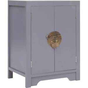 vidaXL Нощно шкафче, сиво, 38x28x52 см, дърво от пауловния (284072)
