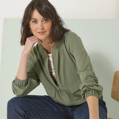 Blancheporte Bunda v bomber štýle na zips khaki