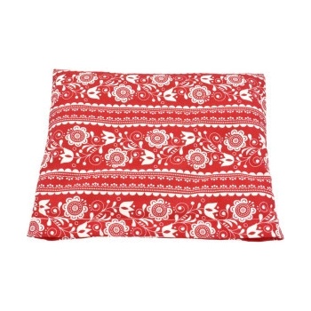 TORF ZIEGLER Polštářek s třešňovými peckami červeno-bílý folklór 19 x 18 cm