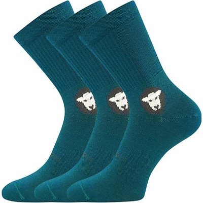 Voxx Barefootan ponožky s merino vlnou 3 páry modro-zelená