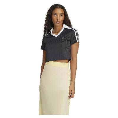 Adicolor Football Jacquard V-Neck Crop short sleeve polo - Black (Black)