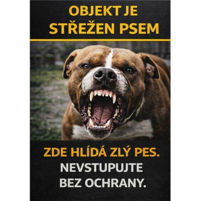 ⚠️ Cedule Objekt je střežen psem – nevstupujte bez ochrany (na výšku) - A5 - 15x21 cm / Hliníkový sendvič tl. 3mm