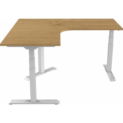 Delso Rohový výškovo nastaviteľný stôl Shaper 130 x 180 cm pravý, dub vicenza / biela