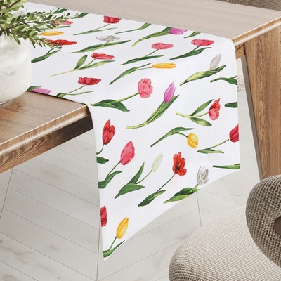 Biante bavlna běhoun Sandra SA-506 Tulipány na bílém 35x160cm