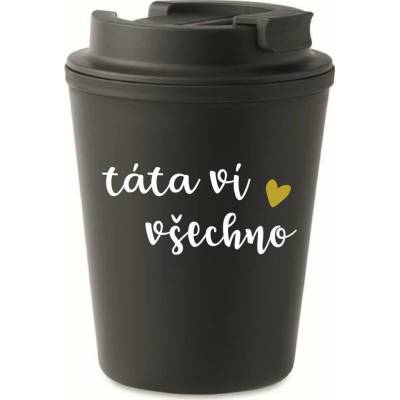 Giftela TÁTA VÍ VŠECHNO černý termohrnek 300 ml