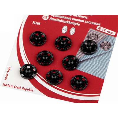 Kovové patentky / stiskací knoflíky Varianta: 4/12 mm 4 černá, Balení: 1 karta – Zboží Dáma