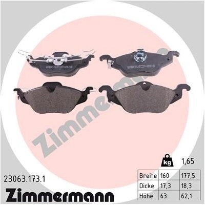 ZIMMERMANN Sada brzdových platničiek kotúčovej brzdy 230631731