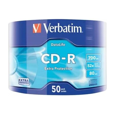 Verbatim CD-R, 700 MB, 52x, със защитно покритие, 50 броя, фолирани (043787)
