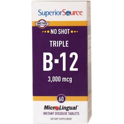 Superior Source Витамин В12 3000 mcg - Нервна система, 60 сублингвални таблетки Superior Source (91010 SS)