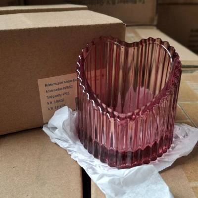 Stojan na čajovú sviečku Blokker Heart – ružový 0018502