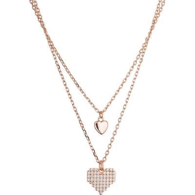 Pavona Pozlacený dvouřadý náhrdelník srdíčka 12153.1 rose gold