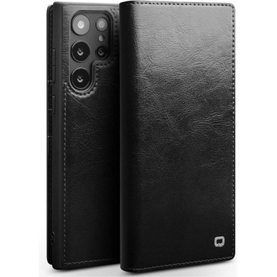 Qialino Кожен Калъф за Samsung S23 Ultra, Qialino Book Case, Черен (5906601237821)