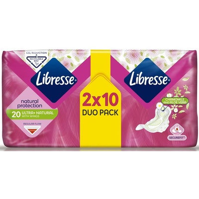 Libresse Превръзки с крилца Libresse - Ultra Aloe Vera&Camomile Duo, 20 броя