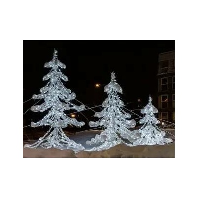 Eco Fix 2D LED světelný strom, 600 cm, ledově bílý s krystalky, hliník