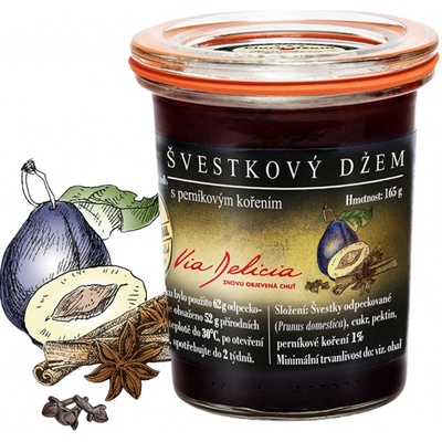 Via Delicia švestkový Džem s perníkovým kořením 165 g – Zboží Dáma