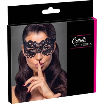 Cottelli - елегантна, бродирана дантелена маска (черна)