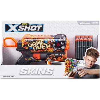 ZURU Детска играчка X Shot SKINS Бластер с 8 меки стрели Flux