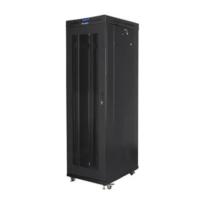 Lanberg Комуникационен шкаф, Lanberg rack cabinet 19" free-standing 42U/600x1000 (flat pack) with mesh door lcd black v2 (FF01-6042-23BL)