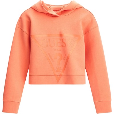 GUESS Спортен суичър без цип за момиче в оранжево с лого Guess
