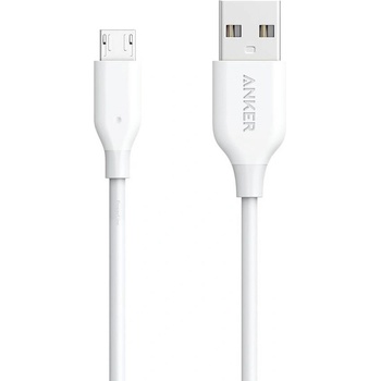 Anker Качествен кабел за зареждане на устройства с microUSB порт - Anker PowerLine microUSB Cable (бял) (90 см) (A8132H21)