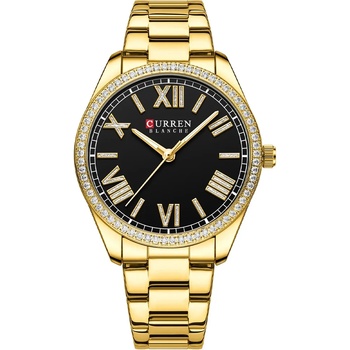 Curren Дамски часовник Curren Kairra, Златист / Черен (CURREN-9088-GOLD-BLACK)