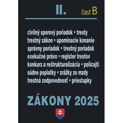 Zákony II. B / 2025 - Trestné právo, súdne spory a exekúcie