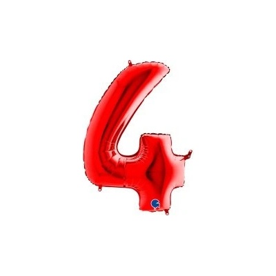 GRABO fóliový balónek ČÍSLICE ČERVENÁ 4 102cm,40 nafukovací