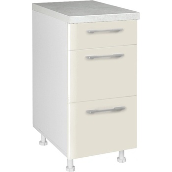 Matis Кухненски шкаф долен с три чекмеджета in mdf d40 3f бежов гланц