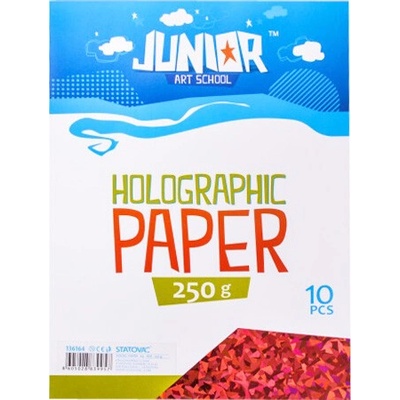 JUNIOR-ST Dekorační papír A4 10 ks červený holografický 250 g