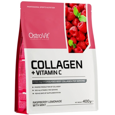 OstroVit Collagen + Vitamin C, малинова лимонада и мента, 400 g, OstroVit