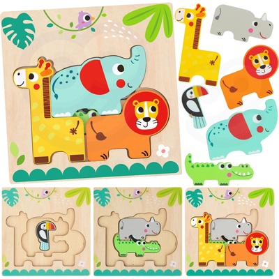 Tooky Toy vkladacie viacvrstvové puzzle Zvieratá TH606