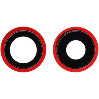 Apple iPhone 12, 12 Mini - Sklíčko Zadnej Kamery s Rámom (Red) - 2ks, Red