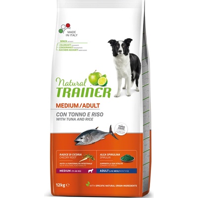 Natural Trainer 12кг Adult Medium Nova Foods Trainer Natural суха храна за кучета с риба тон, ориз и спирулина