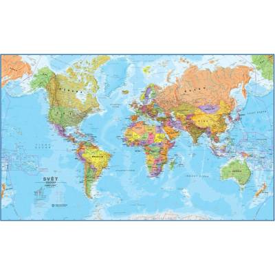 Excart Maps Svět - nástěnná politická mapa 136 x 84 cm (ČESKY) Varianta: bez rámu v tubusu, Provedení: laminovaná mapa v lištách
